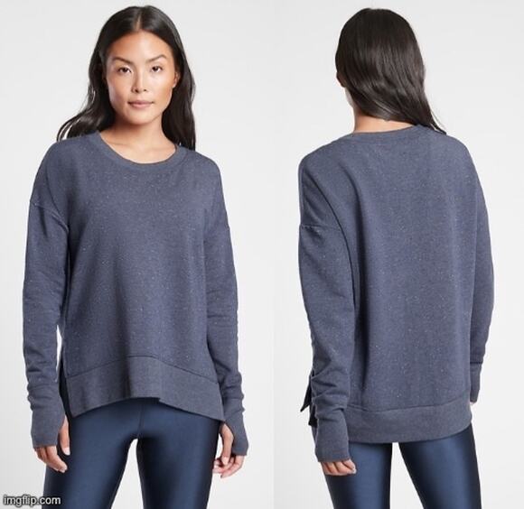 Athleta Tops - Athleta Women's Small Dusty Navy Textured Balance Pullover L/S Sweatshirt